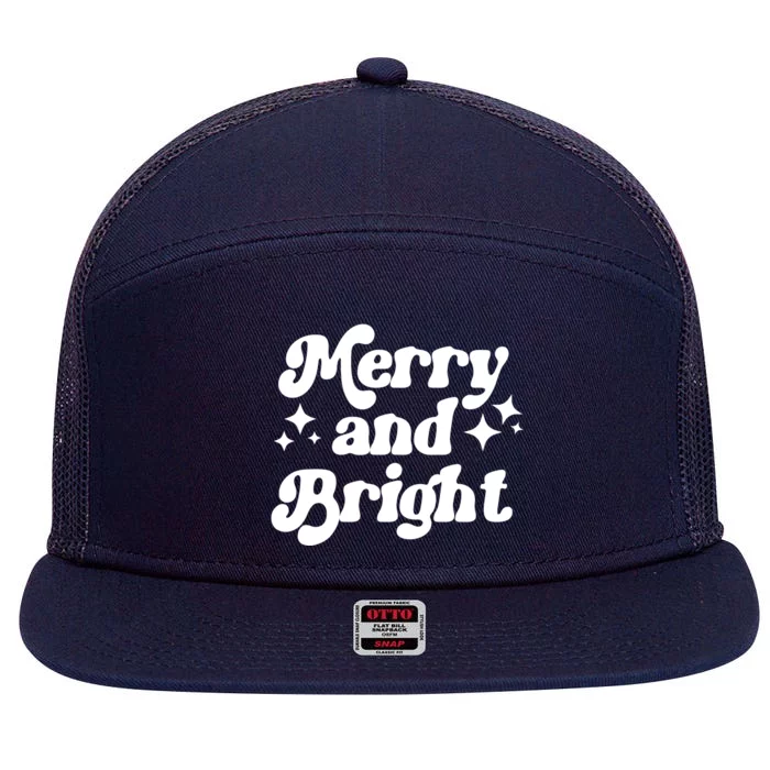 Merry And Bright Festive Christmas 7 Panel Mesh Trucker Snapback Hat