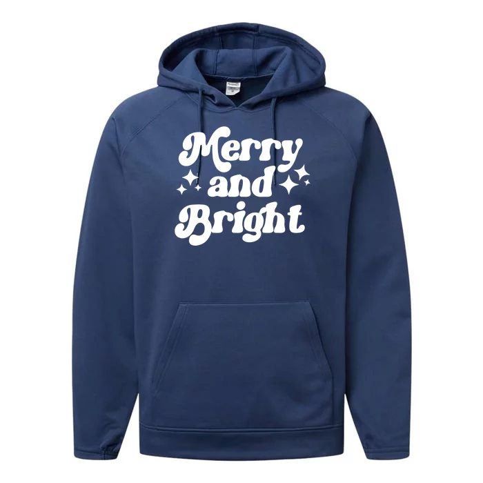 Merry And Bright Festive Christmas Performance Fleece Hoodie