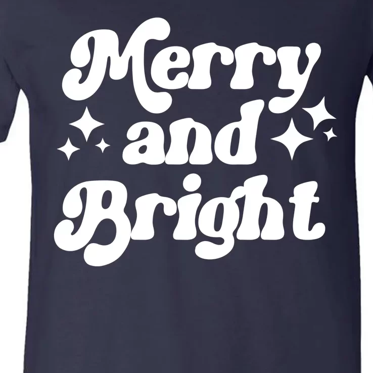 Merry And Bright Festive Christmas V-Neck T-Shirt