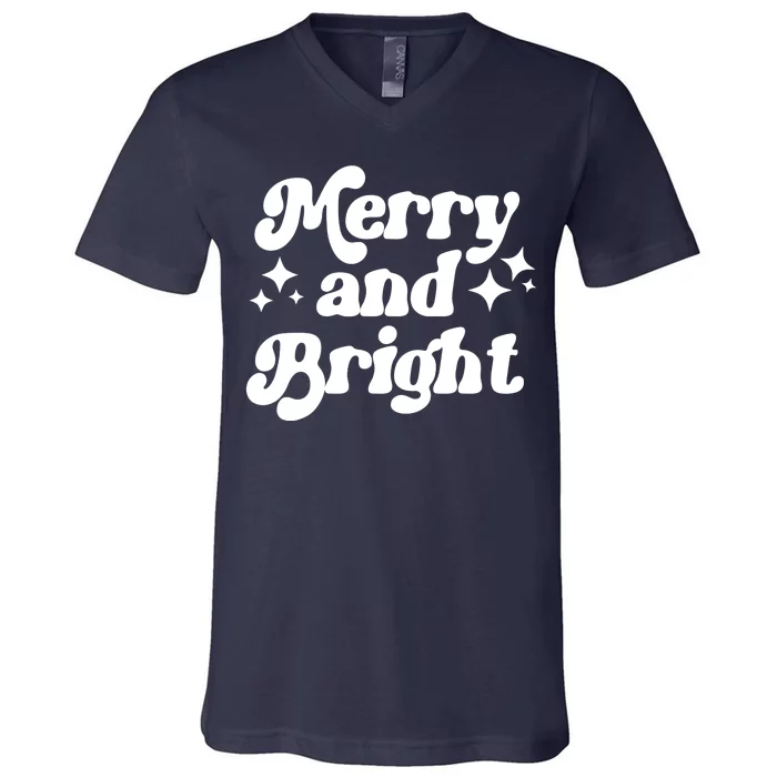 Merry And Bright Festive Christmas V-Neck T-Shirt