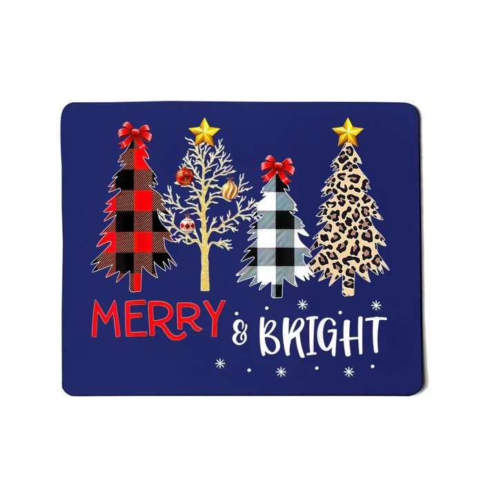 Merry And Bright Women Funny Leopard Plaid Christmas Trees Mousepad