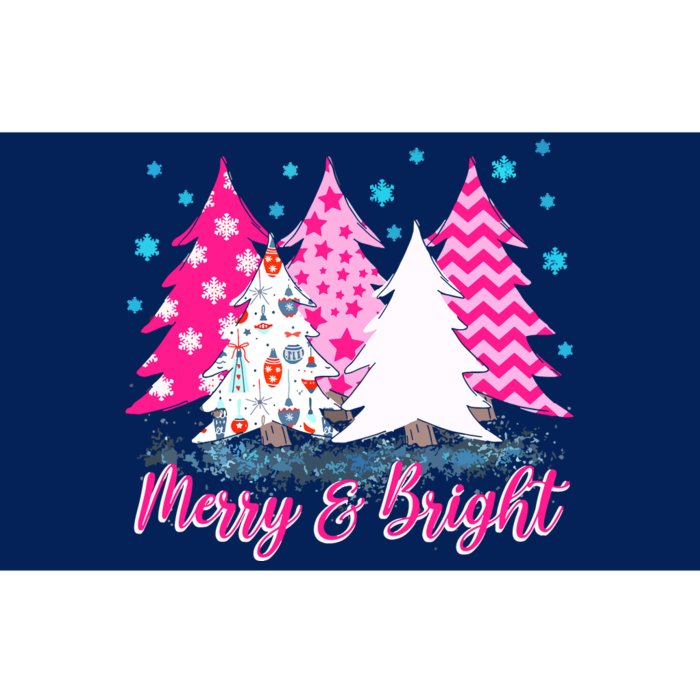 Merry And Bright Pink Christmas Tree, Pink Christmas Bumper Sticker