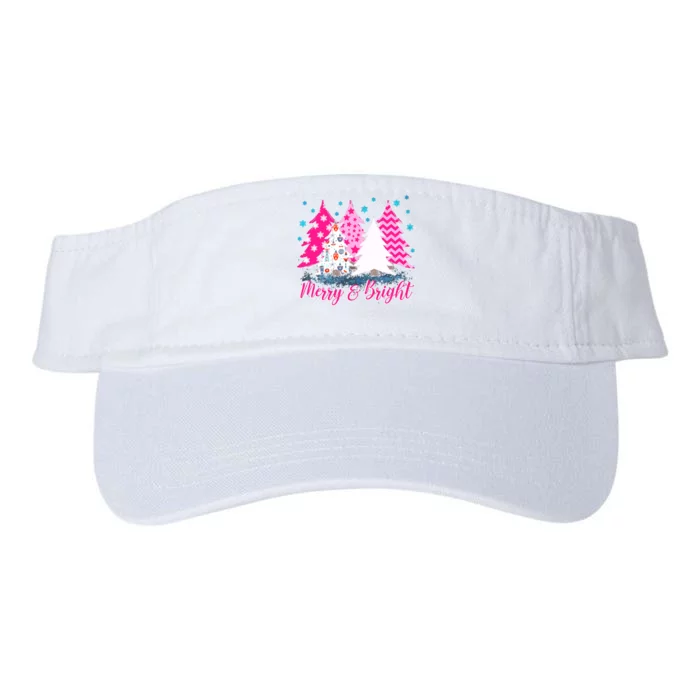 Merry And Bright Pink Christmas Tree, Pink Christmas Valucap Bio-Washed Visor