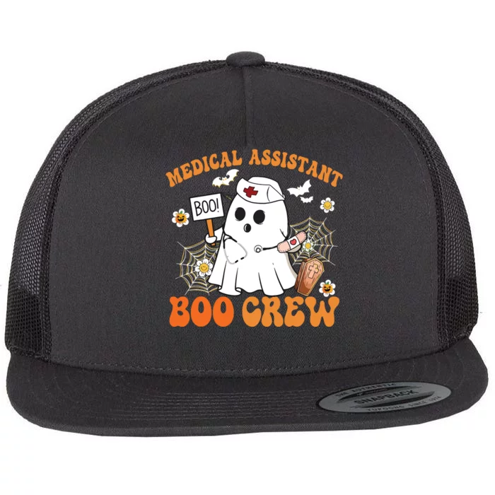 Medical Assistant Boo Crew Funny Ghost Halloween Costumes Flat Bill Trucker Hat