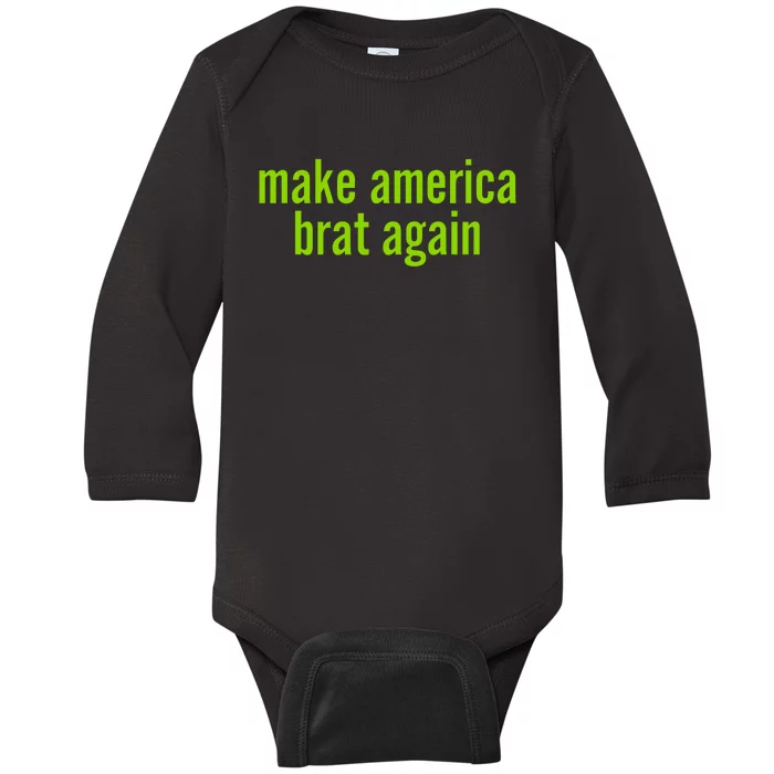 Make America Brat Again Kamala 2024 Trump Parody Baby Long Sleeve Bodysuit