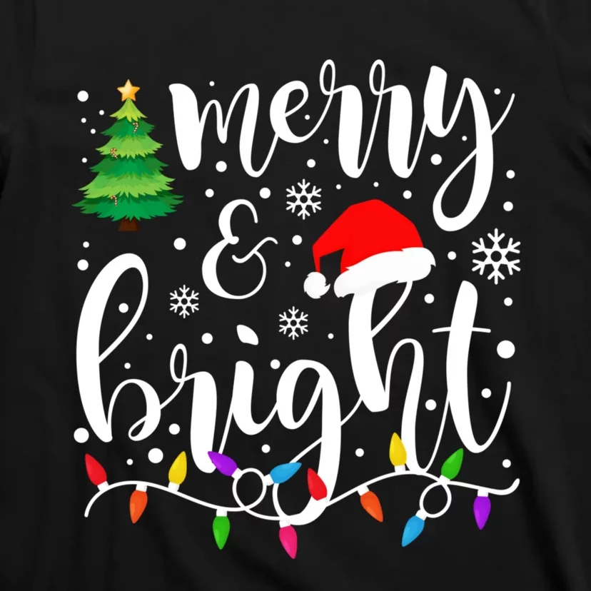 Merry And Bright Christmas Lights Funny Family Christmas T-Shirt