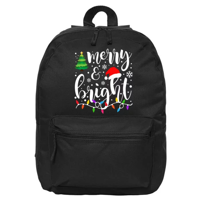 Merry And Bright Christmas Lights Funny Family Christmas 16 in Basic Backpack