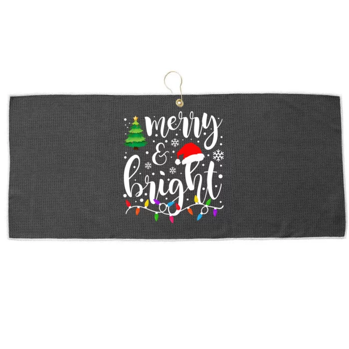 Merry And Bright Christmas Lights Funny Family Christmas Large Microfiber Waffle Golf Towel