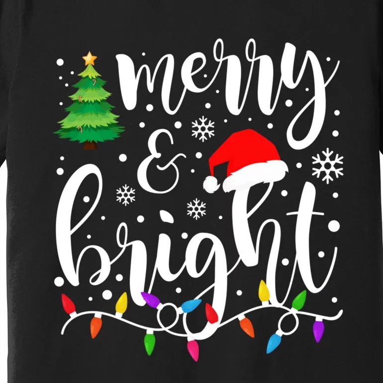 Merry And Bright Christmas Lights Funny Family Christmas Premium T-Shirt