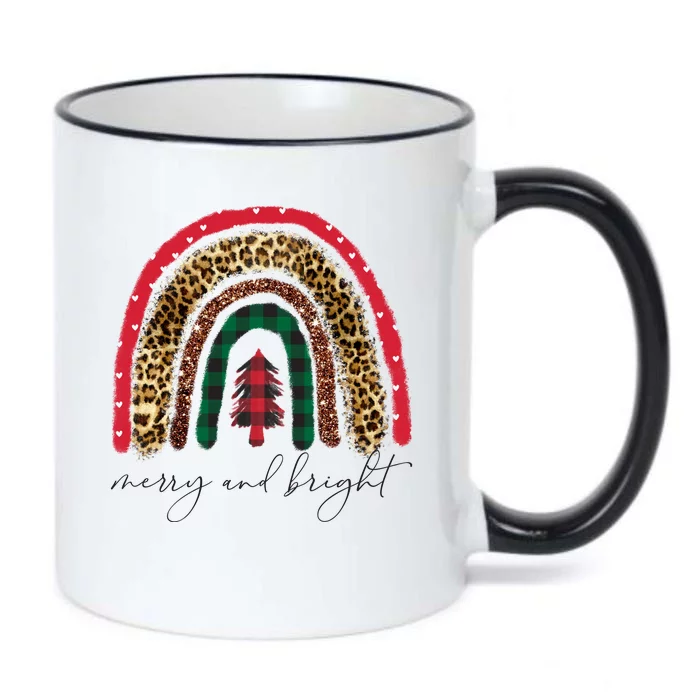 Merry And Bright Christmas Rainbow Festive Black Color Changing Mug