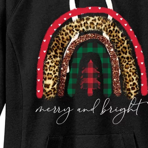 Merry And Bright Christmas Rainbow Festive Women's Fleece Hoodie