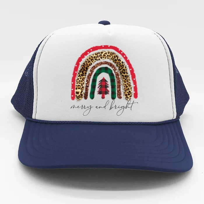 Merry And Bright Christmas Rainbow Festive Trucker Hat