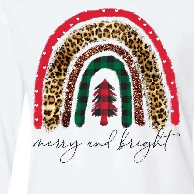 Merry And Bright Christmas Rainbow Festive Womens Cotton Relaxed Long Sleeve T-Shirt