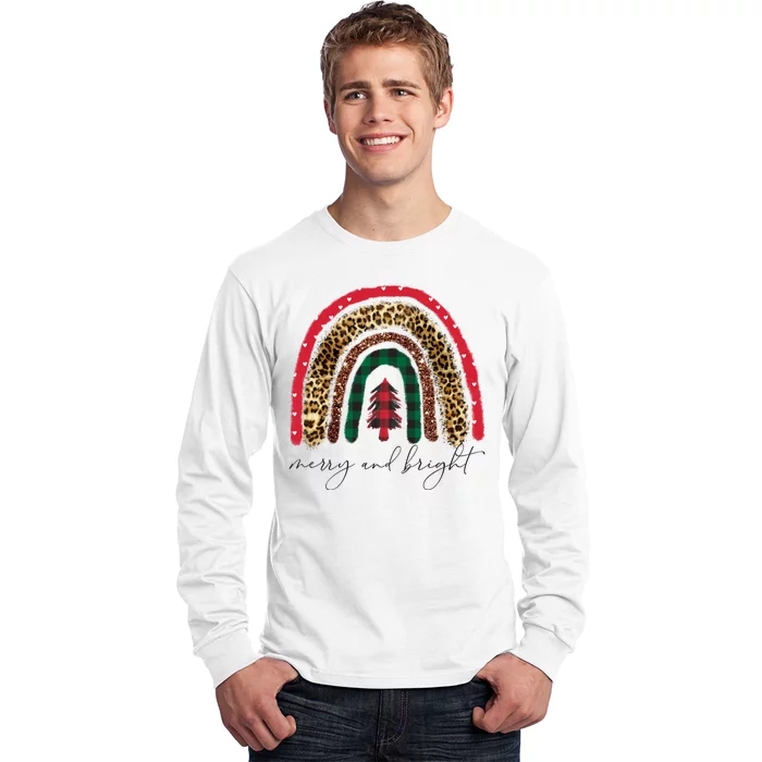 Merry And Bright Christmas Rainbow Festive Long Sleeve Shirt