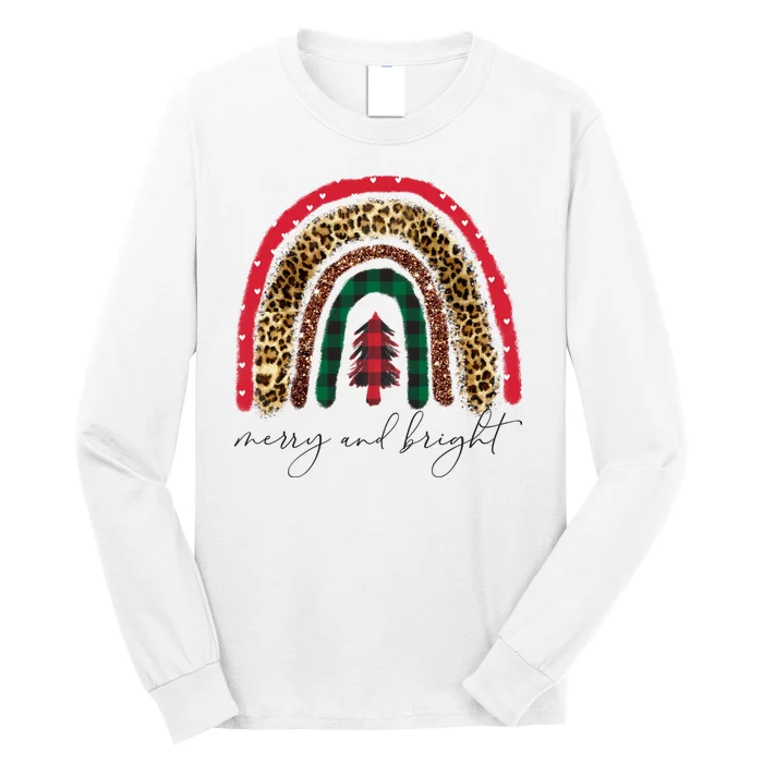 Merry And Bright Christmas Rainbow Festive Long Sleeve Shirt