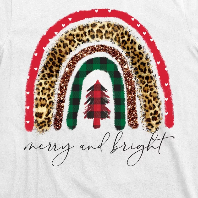 Merry And Bright Christmas Rainbow Festive T-Shirt