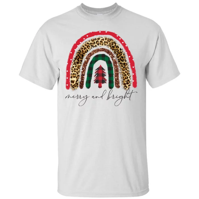 Merry And Bright Christmas Rainbow Festive Tall T-Shirt