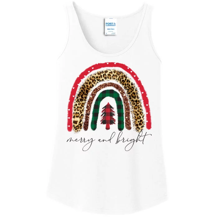 Merry And Bright Christmas Rainbow Festive Ladies Essential Tank