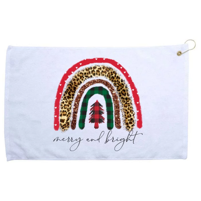 Merry And Bright Christmas Rainbow Festive Grommeted Golf Towel