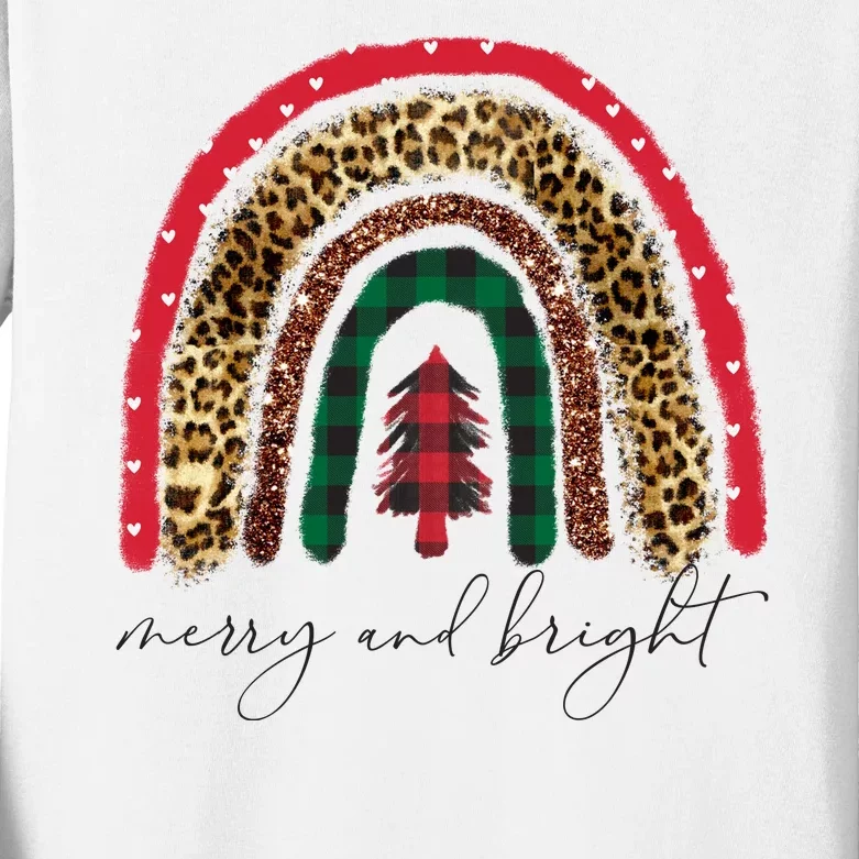 Merry And Bright Christmas Rainbow Festive Kids Long Sleeve Shirt