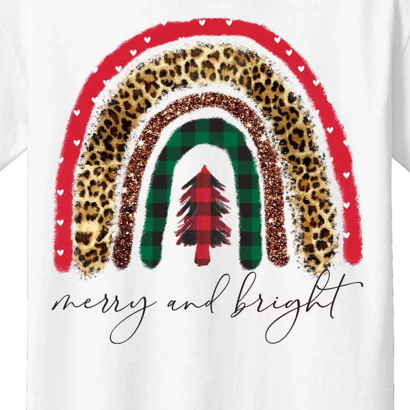 Merry And Bright Christmas Rainbow Festive Kids T-Shirt