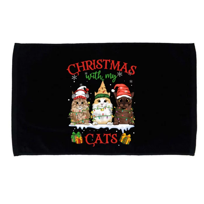 Merry And Bright With Cats Christmas With My Cats Meaningful Gift Microfiber Hand Towel