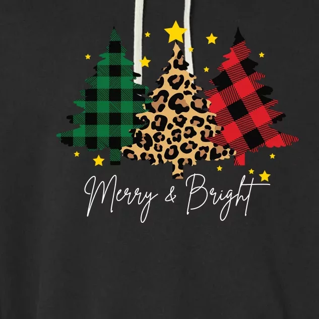 Merry And Bright Christmas Tree Festive Garment-Dyed Fleece Hoodie