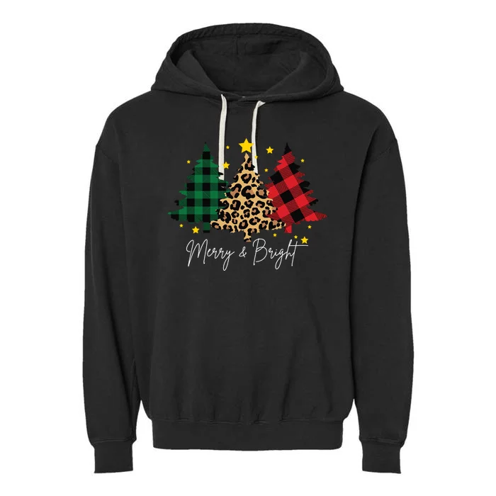 Merry And Bright Christmas Tree Festive Garment-Dyed Fleece Hoodie