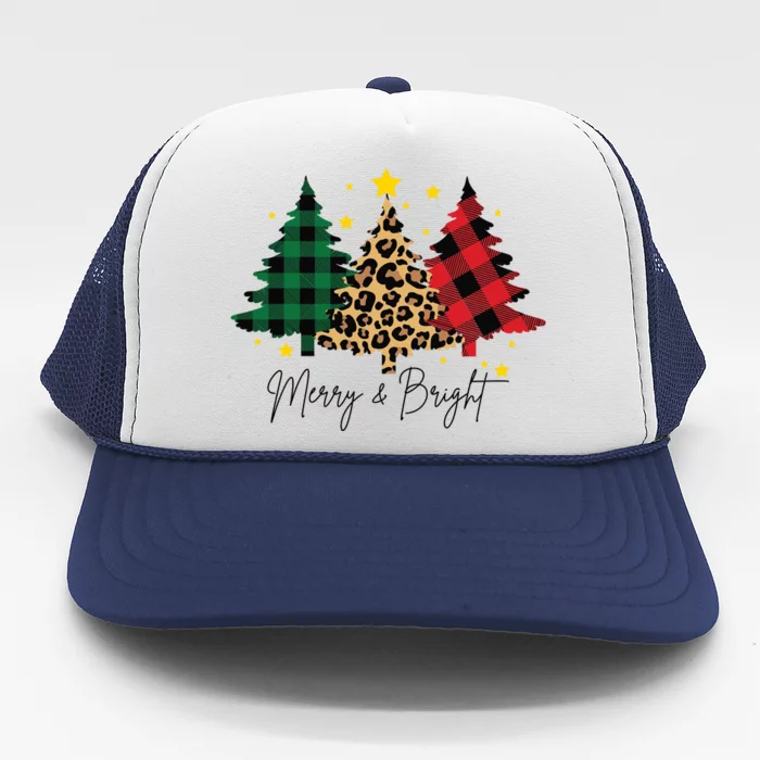 Merry And Bright Christmas Tree Festive Trucker Hat