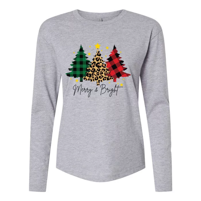 Merry And Bright Christmas Tree Festive Womens Cotton Relaxed Long Sleeve T-Shirt