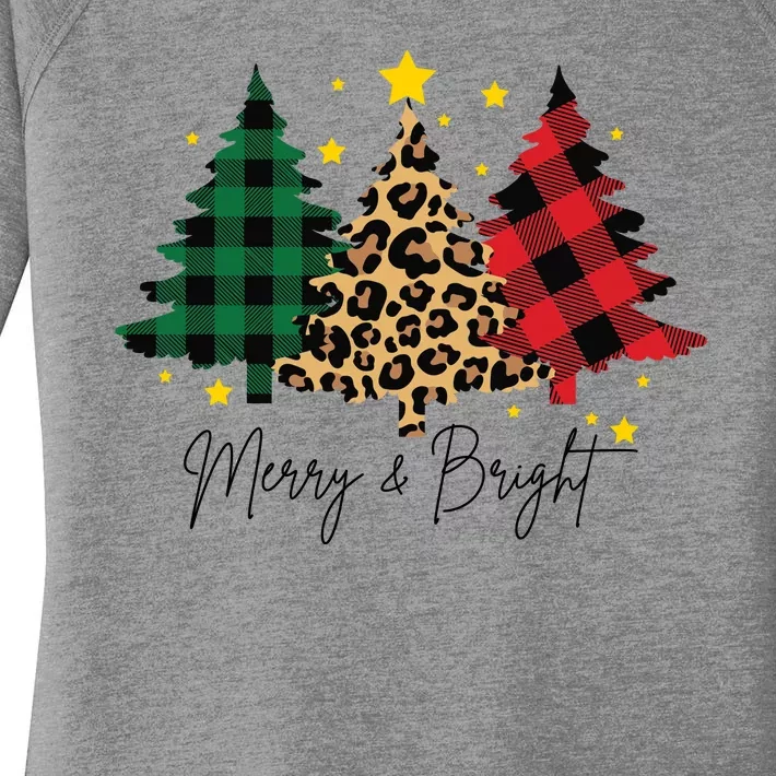 Merry And Bright Christmas Tree Festive Women's Perfect Tri Tunic Long Sleeve Shirt