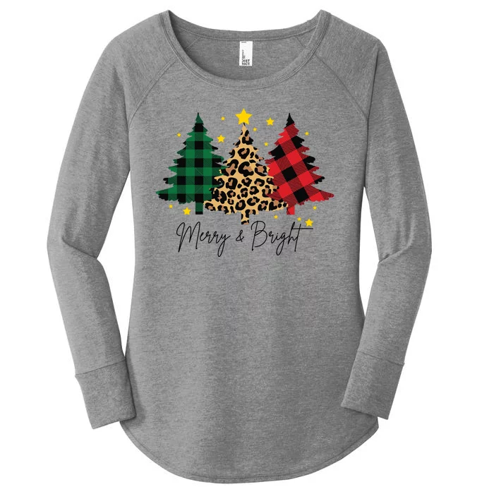 Merry And Bright Christmas Tree Festive Women's Perfect Tri Tunic Long Sleeve Shirt