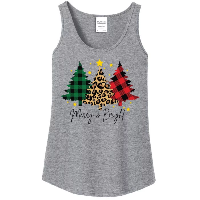 Merry And Bright Christmas Tree Festive Ladies Essential Tank