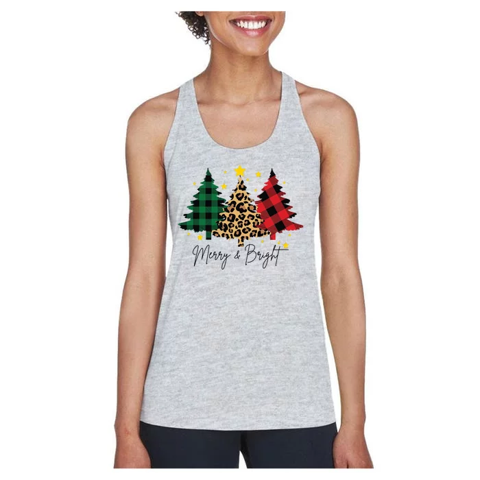 Merry And Bright Christmas Tree Festive Women's Racerback Tank