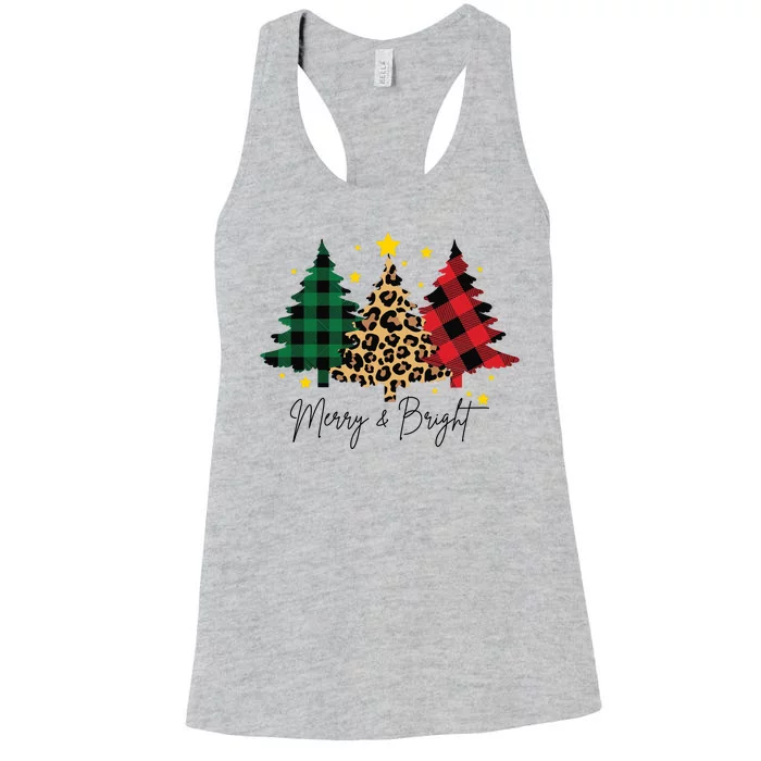 Merry And Bright Christmas Tree Festive Women's Racerback Tank