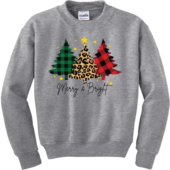 Merry And Bright Christmas Tree Festive Kids Sweatshirt