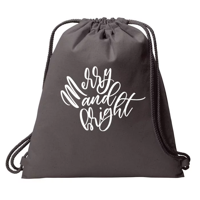 Merry And Bright Holiday Christmas Cheer Drawstring Bag