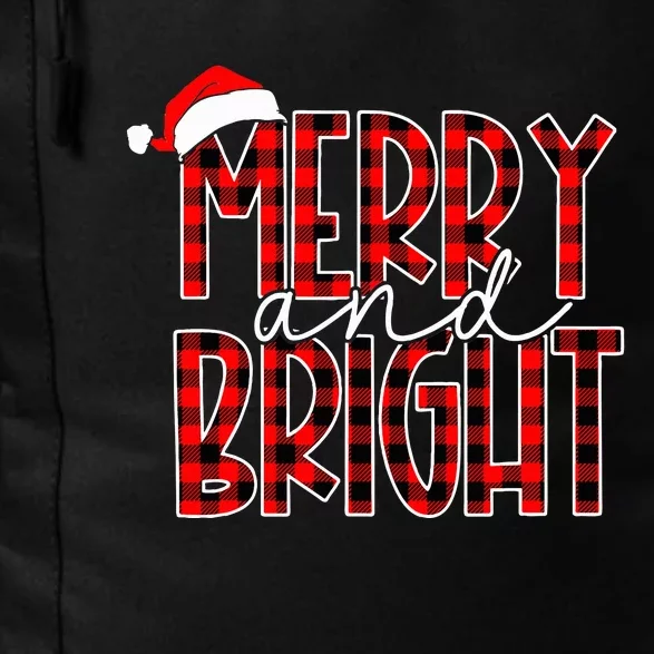 Merry and Bright Buffalo Plaid Red Santa Hat Christmas Xmas Daily Commute Backpack