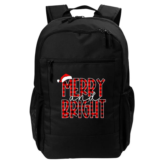 Merry and Bright Buffalo Plaid Red Santa Hat Christmas Xmas Daily Commute Backpack