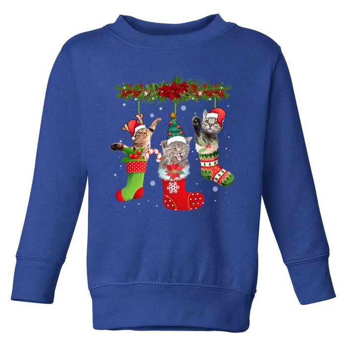 Meowy And Bright Cat Lover Pajamas With Christmas Spirit Gift Toddler Sweatshirt