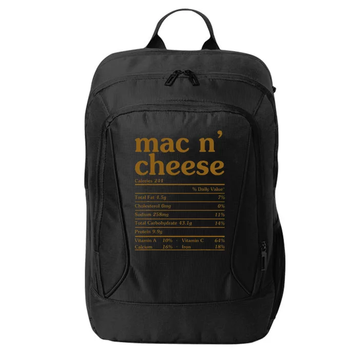 Mac and Cheese Nutrition Funny Thanksgiving Mac N' Cheese City Backpack