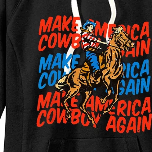 Make America Cowgirl Cowboy Again Western 4th Of July Women's Fleece Hoodie