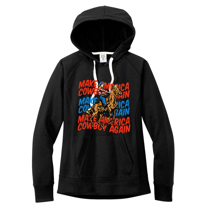 Make America Cowgirl Cowboy Again Western 4th Of July Women's Fleece Hoodie