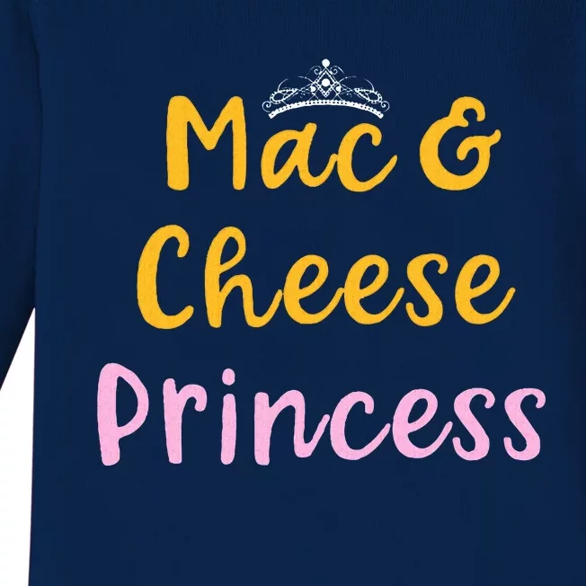 Mac and Cheese Princess Tiara Mac & Cheese Lover Gift Baby Long Sleeve Bodysuit