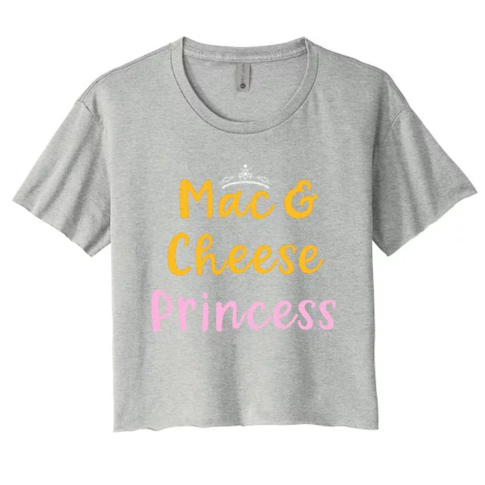 Mac and Cheese Princess Tiara Mac & Cheese Lover Gift Women's Crop Top Tee