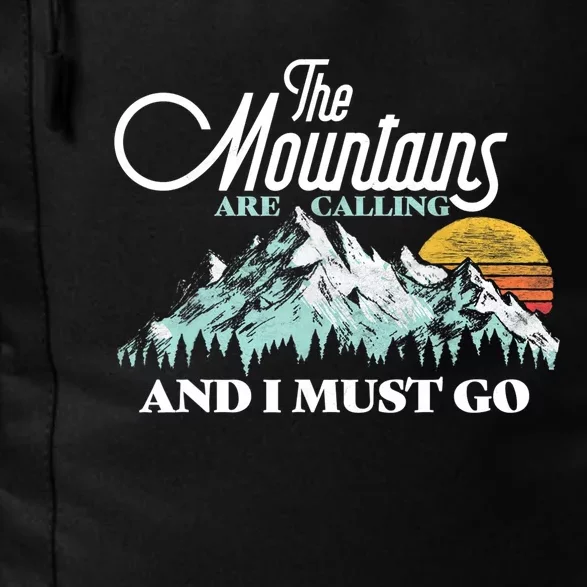 Mountains Are Calling & I Must Go Retro 80s Vibe Graphic TShirt Daily Commute Backpack