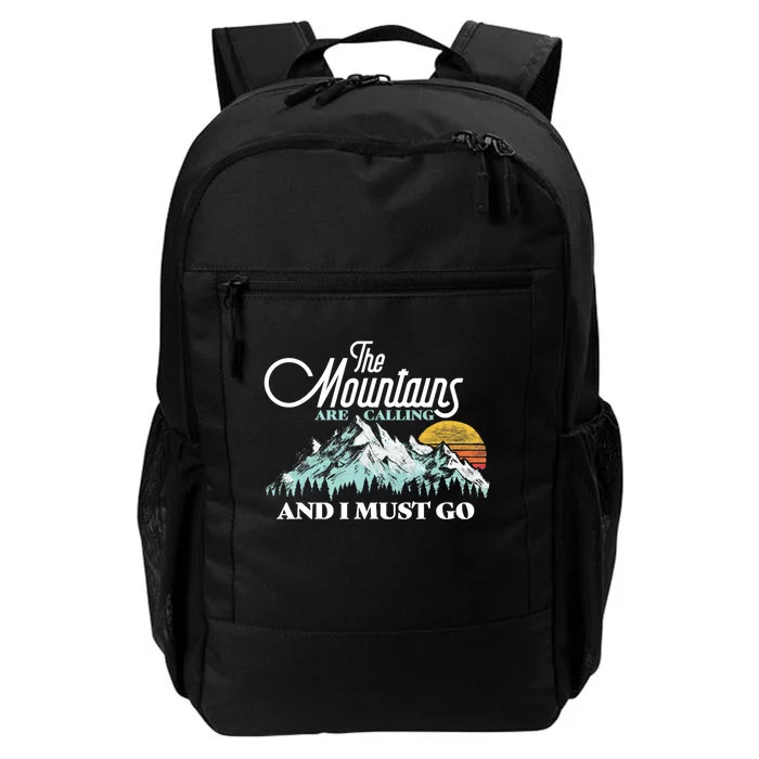 Mountains Are Calling & I Must Go Retro 80s Vibe Graphic TShirt Daily Commute Backpack