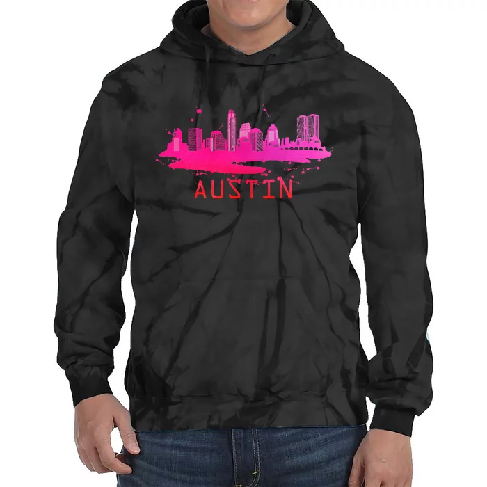 Modern Austin Cityscape Souvenir Austin Texas Skyline Tie Dye Hoodie