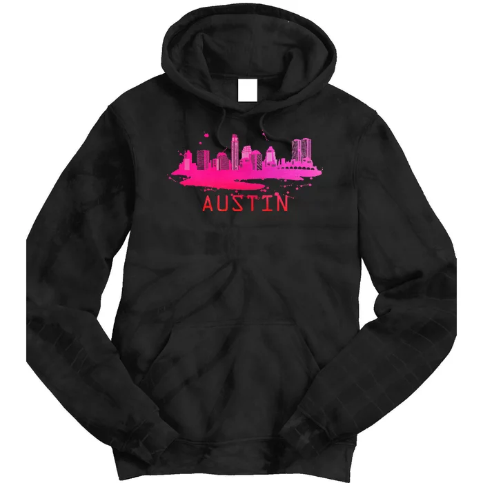 Modern Austin Cityscape Souvenir Austin Texas Skyline Tie Dye Hoodie