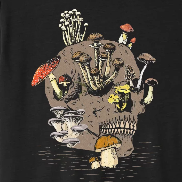 Mushroom Art Clothing Mushroom Collector Skull Graphic ChromaSoft Performance T-Shirt